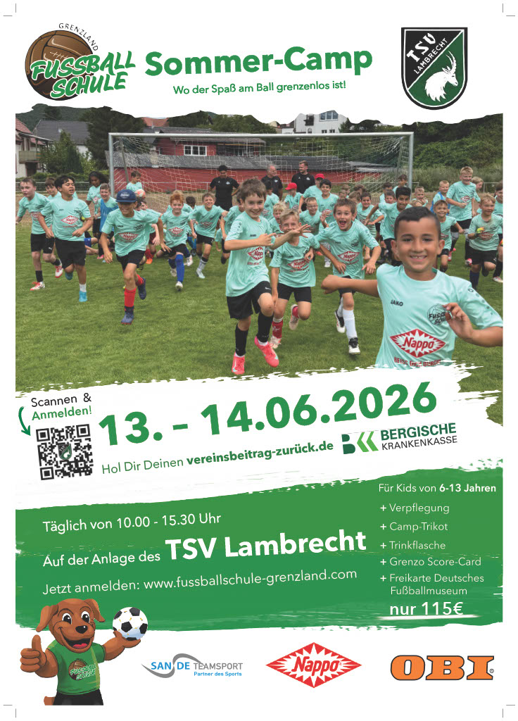 Fußballcamp mit Fußballschule Grenzland 13. bis 14.06.2026 Bild Fußballcamp Grenzland Sommer 2026.